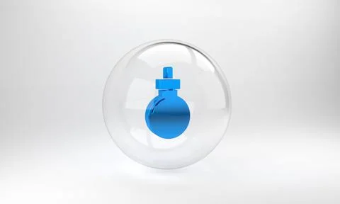 Blue Bomb ready to explode icon isolated on grey background. Happy Halloween  Stock Illustration