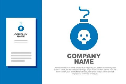 Blue Bomb ready to explode icon isolated on white background. Logo design t.. Stock Illustration