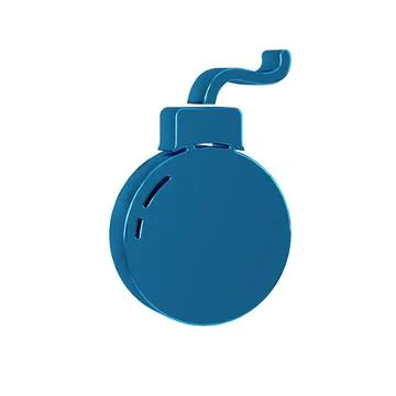 Blue Bomb ready to explode icon isolated on transparent background. Stock Illustration