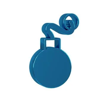 Blue Bomb ready to explode icon isolated on transparent background. 库存插图