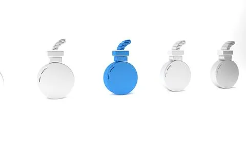 Blue Bomb ready to explode icon isolated on white background. Happy Hallowe.. Stock Illustration