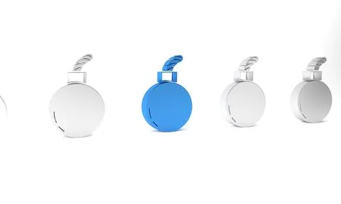 Blue Bomb ready to explode icon isolated on white background. Minimalism co.. Stock Illustration