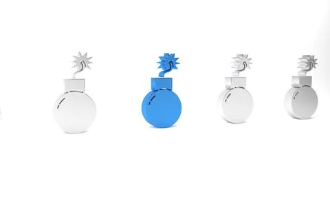 Blue Bomb ready to explode icon isolated on white background. Minimalism co.. Illustrazione stock