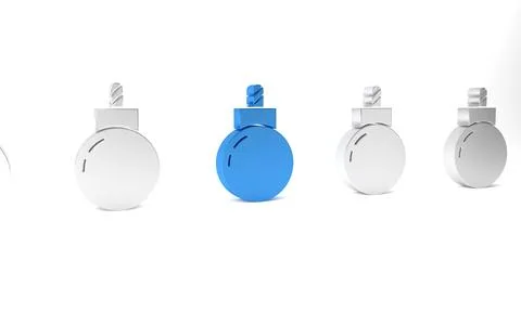 Blue Bomb ready to explode icon isolated on white background. Minimalism co.. Stock Illustration