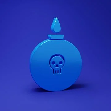 Blue Bomb ready to explode icon isolated on blue background. Minimalism con.. 库存插图