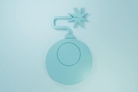Blue Bomb ready to explode icon isolated on blue background. Minimalism con.. Stock Illustration