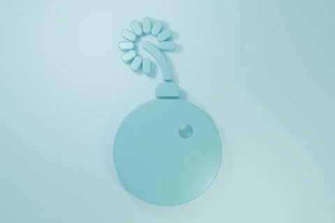 Blue Bomb ready to explode icon isolated on blue background. Minimalism con.. イラスト素材