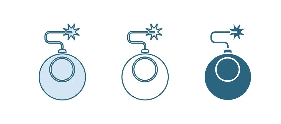 Blue Bomb ready to explode icon isolated on white background.  Vector Stock Illustration