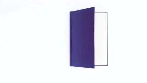 Blue book appear and open on white theme. Stop motion Stock Footage 136748023