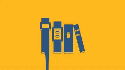 Blue Book icon isolated on orange background. 4K Video motion graphic animation Stock Footage 234006783