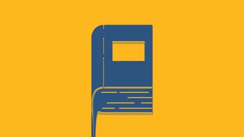 Blue Book icon isolated on orange background. 4K Video motion graphic animation Stock Footage 234296100