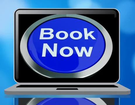 Blue Book Now Button For Hotel Or Flight 3d Rendering Stock Illustration
