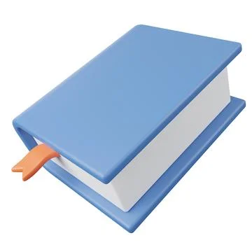 Blue book with orange bookmark on with background. 3d rendering illustration. Stock Illustration