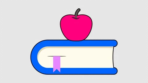 Blue book with a red apple Stock Footage 333836480