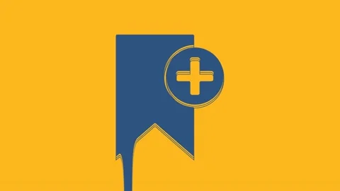 Blue Bookmark icon isolated on orange background. Add to concept. 4K Video Stock Footage 234269344