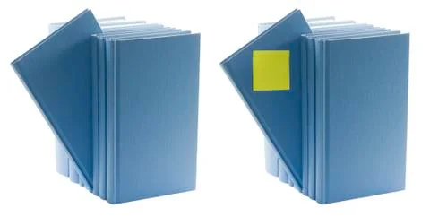 Blue books with label Stock Photos