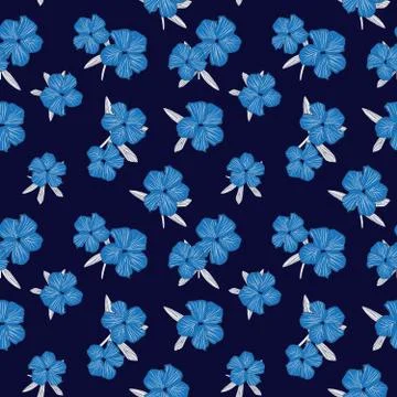 Blue Botanical Floral Seamless Pattern Background Illustrazione stock