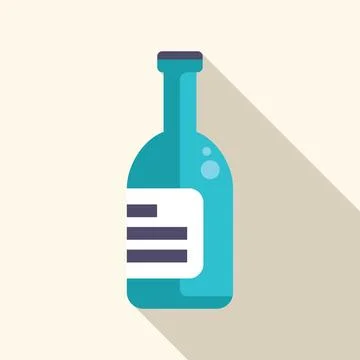 Blue bottle with blank label casting long shadow Stock Illustration