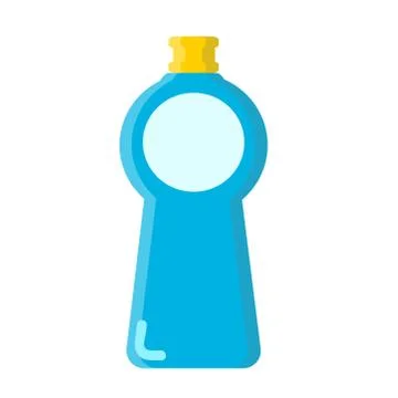 Blue bottle with liquid cleaner in flat style on white, stock vector illustra Stock Illustration
