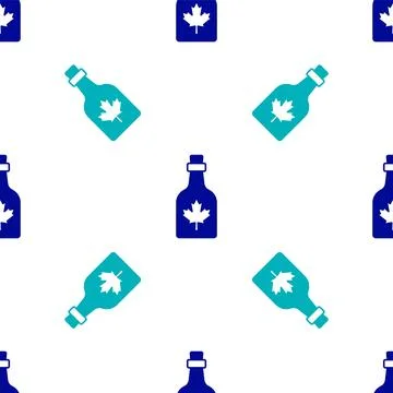 Blue Bottle of maple syrup icon isolated seamless pattern on white background Stock Illustration