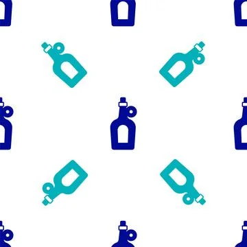 Blue Bottle of maple syrup icon isolated seamless pattern on white backgrou.. Illustrazione stock
