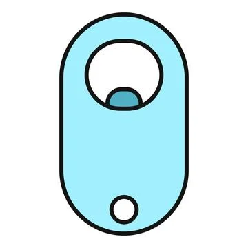 Blue bottle opener opening tool flat vector icon Stock Illustration