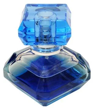 Blue bottle of perfume Stock Photos
