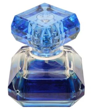 Blue bottle of perfume Stock Photos