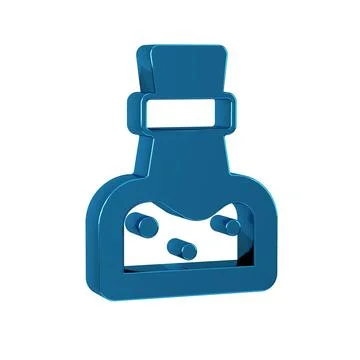 Blue Bottle with potion icon isolated on transparent background. Flask with.. Illustrazione stock