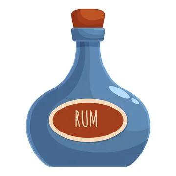 Blue bottle of rum standing on white background Stock Illustration