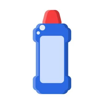 Blue bottle with shampoo in flat style on white, stock vector illustration Stock Illustration