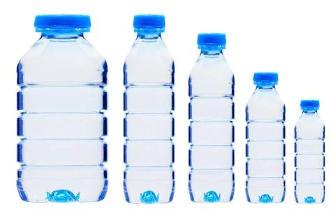 Blue bottle with water isolated on white Foto stock