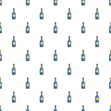 Blue bottles forming a seamless pattern on a white background Stock Illustration