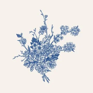 Blue bouquet Illustrazione stock
