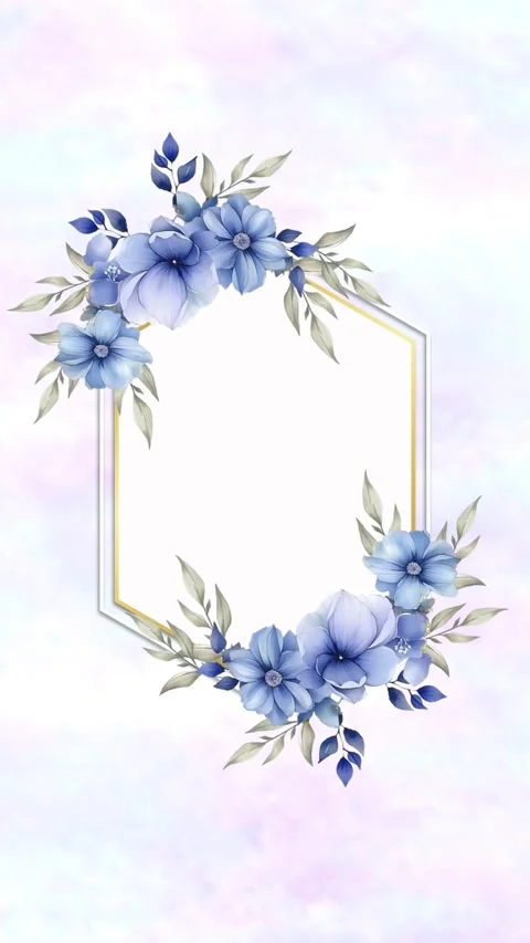 Blue Bouquets with cloud Wedding Invitation Template Stock Footage 289546510