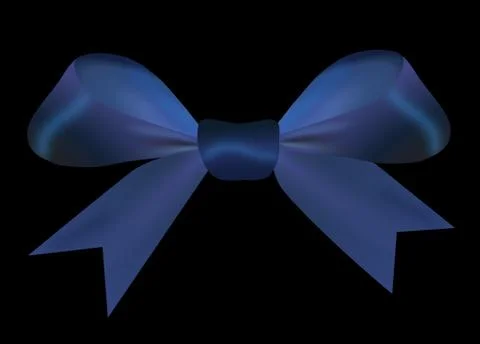 Blue bow isolated on a black background Illustrazione stock