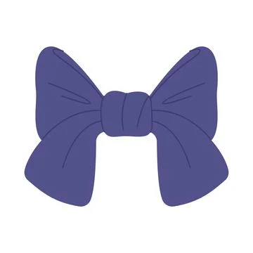 Blue bow isolated. Bowknot in hand drawn flat styles. Vector flat illustratio Stock Illustration
