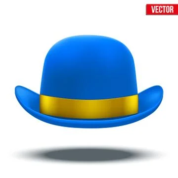 Blue bowler hat on a white background vector Stock Illustration