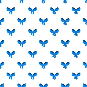 Blue bows seamless pattern decorating a white background Stock Illustration