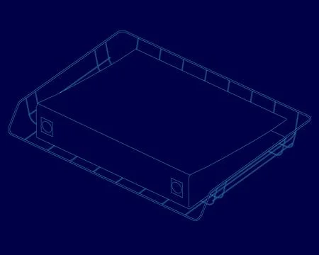 Blue box folder with documents outline. Stock Illustration