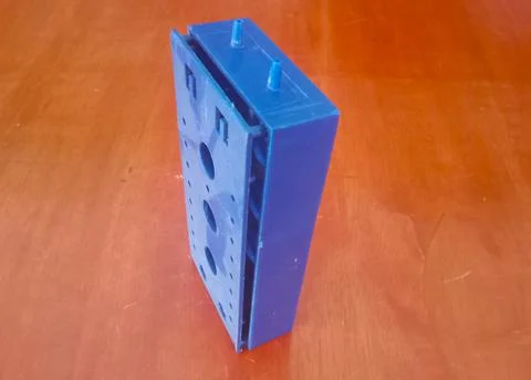 Blue box with a hole on the side Stock Illustration