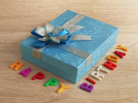 A blue box present Stock Photos