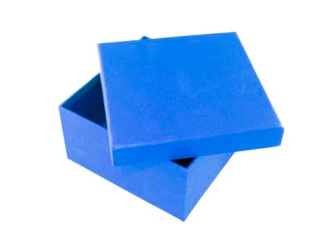 Blue box on white background Stock Photos