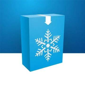 Blue boxe with white snowflakes Stock Illustration