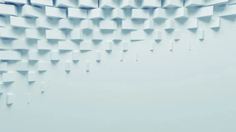 Blue Boxes Spinning Chaotic on Screen in Looped 3d Animation. Beautiful Abstract Stock Footage 94424472