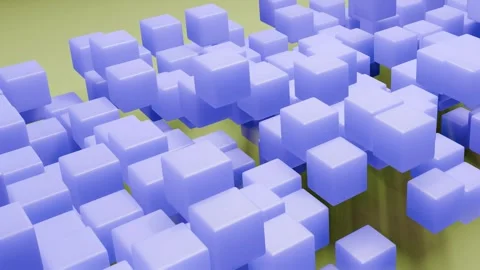 Blue boxes yellow fog abstract bg able to loop endless Vídeo Stock 332474064
