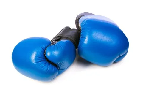 Blue boxing gloves Stock Photos