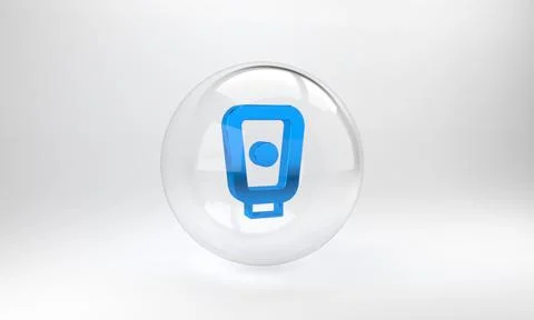Blue Boxing training paws icon isolated on grey background. Glass circle butt Stock Illustration