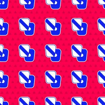 Blue Boxing training paws icon isolated seamless pattern on red background.   Stock Illustration