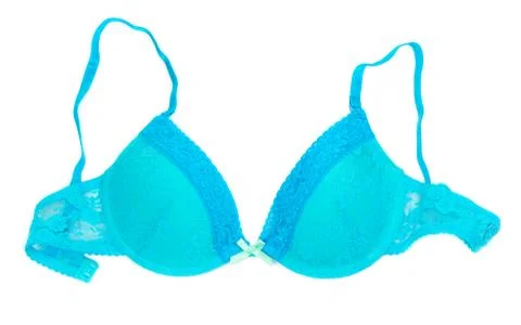 Blue bra isolated on white Foto stock